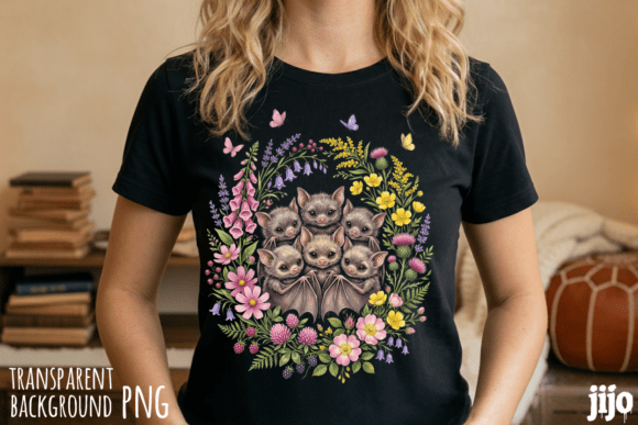 Download Bats Floral Cute Wildlife PNG - Cute wildlife Collection