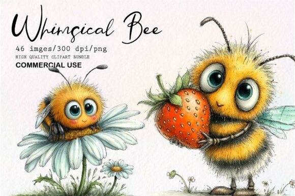 Download Whimsical Bee Clipart PNG - Bee Collection